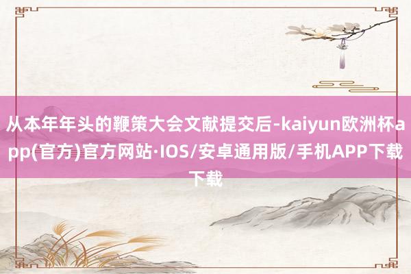 从本年年头的鞭策大会文献提交后-kaiyun欧洲杯app(官方)官方网站·IOS/安卓通用版/手机APP下载